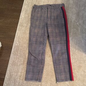 MOTHER Plaid Men's Pants with Red and Black Stripes